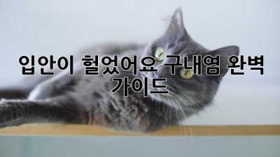 입안이 헐었어요? 구내염 완벽 가이드!